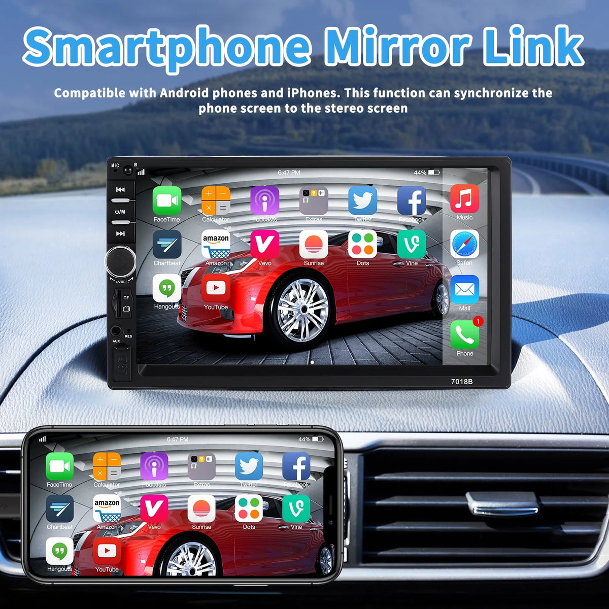 7 Inch Double Din Car Stereo with CD Player L250025