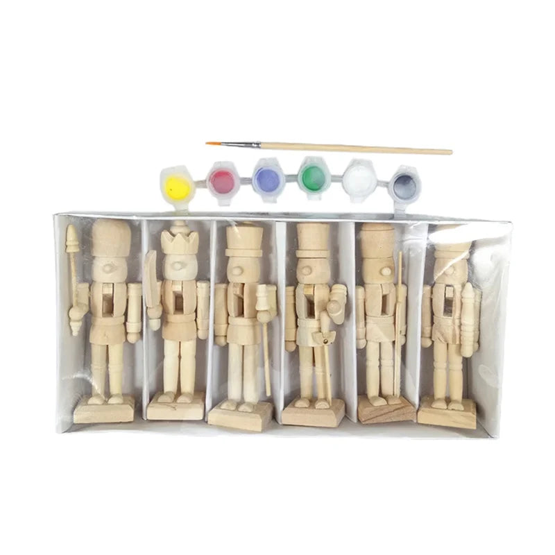 White Embryo Walnut Nutcracker Doll DIY Wood Craft Art Z821241