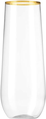 48 Pack 9 Oz Stemless Plastic Champagne Flutes D831