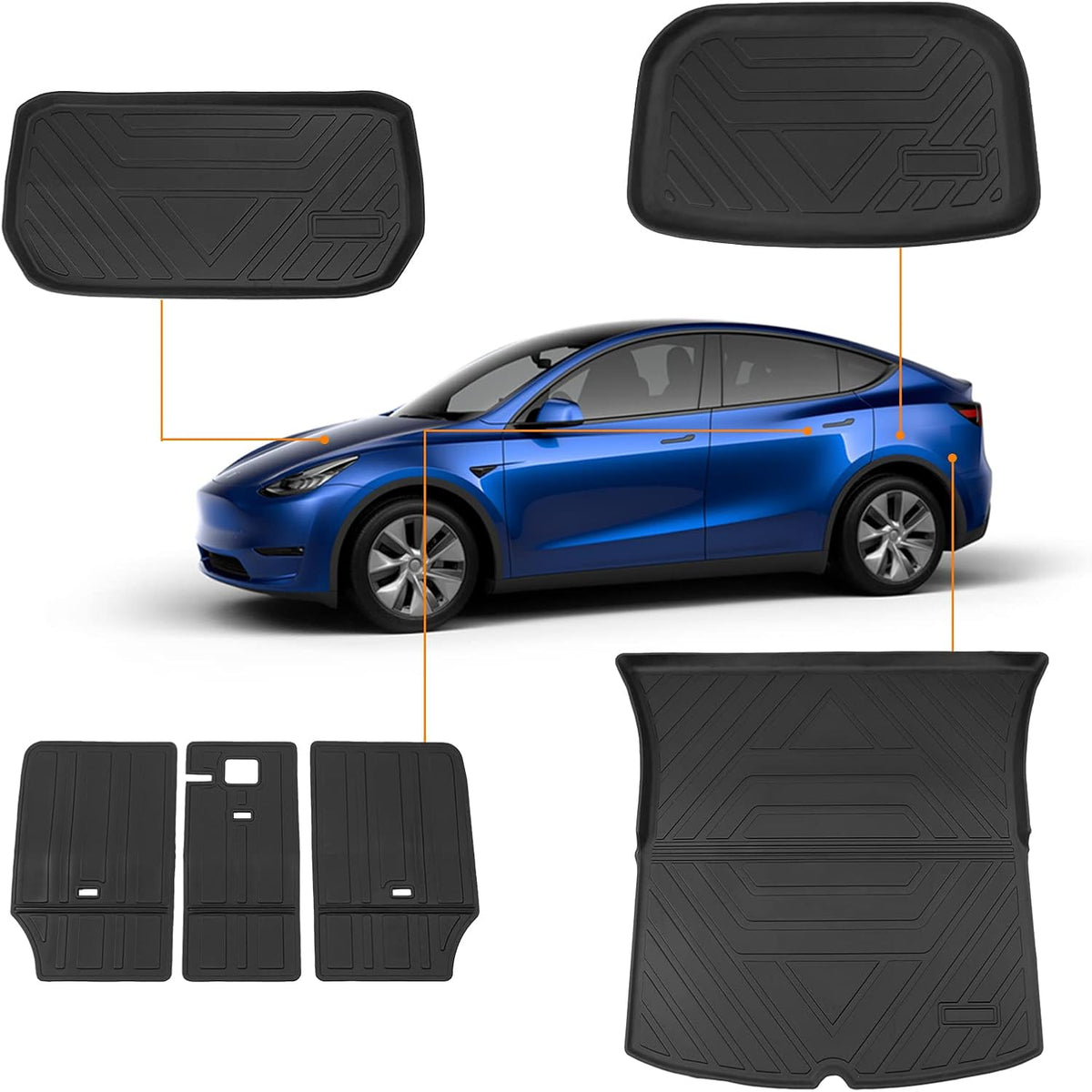 Tesla Model Y 2020 2021 2022 Trunk Mats Cargo Liners All Weather Three Trunk Mats Backrest Mats J30933
