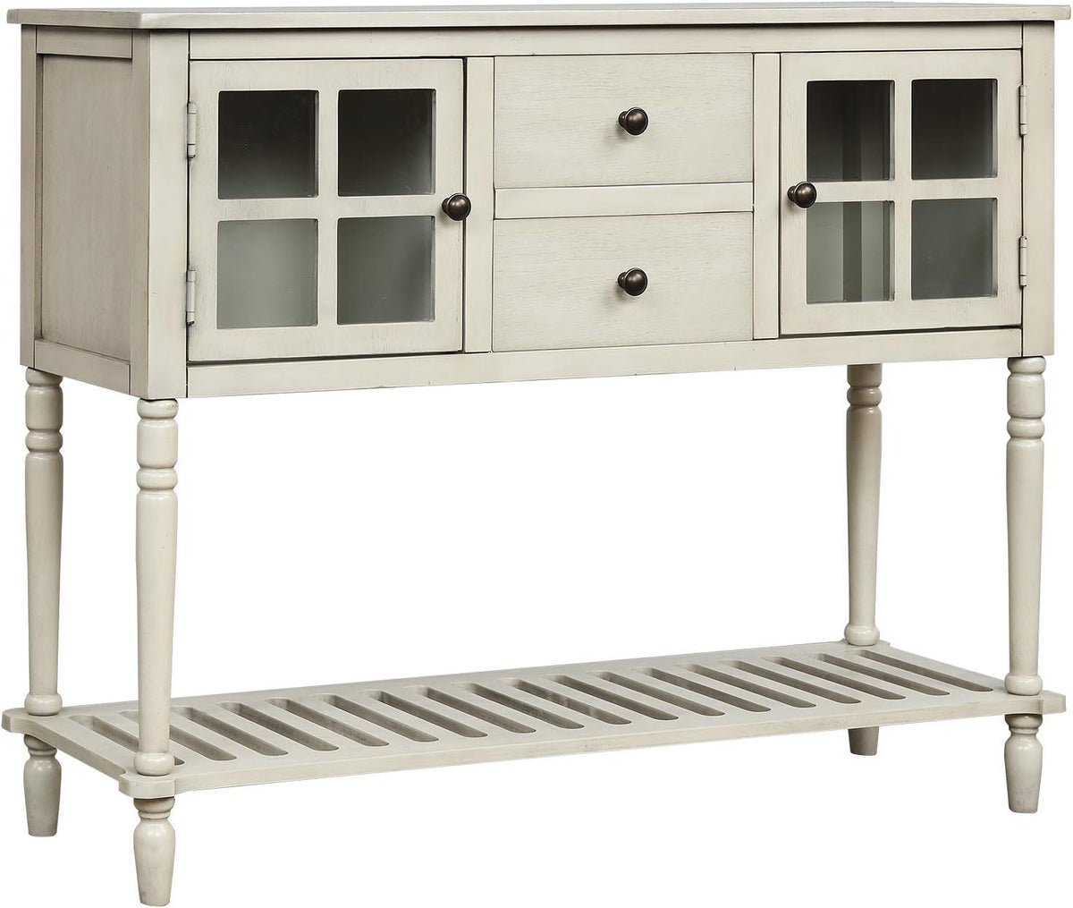 Antique Blue Sofa Table with Two Drawers and Two Cabinets J353