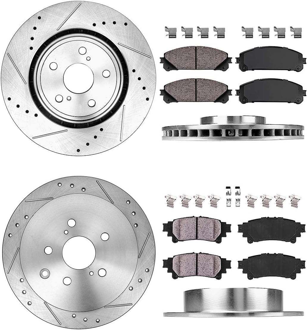 FRONT 328mm + REAR 309mm D/S 5 Lug Rotors + Ceramic Pads + Clips D4752