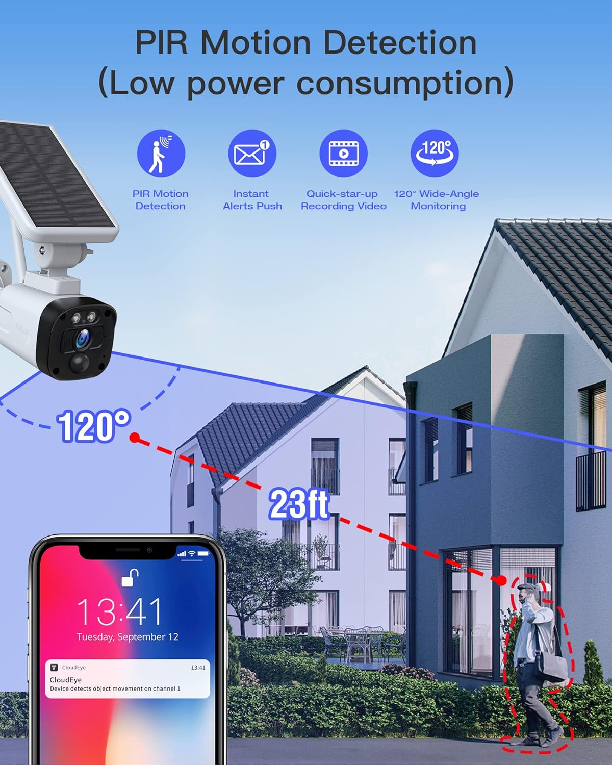 2K Solar Wireless Security Camera System with 3 WiFi Cameras F88830