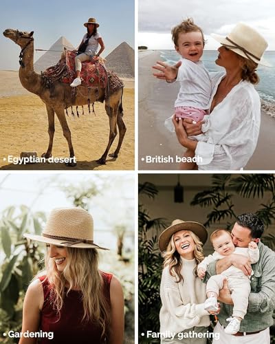 Wide Brim UV UPF 80+ Foldable Packable Straw Sun Hat J9236