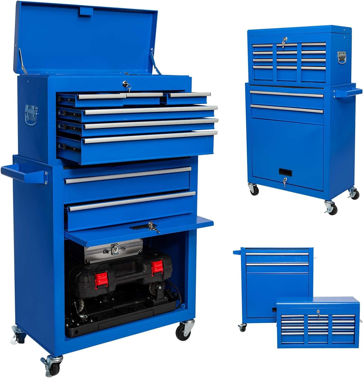 8 Drawer Rolling Tool Chest with Lock and 4 Wheels S608405