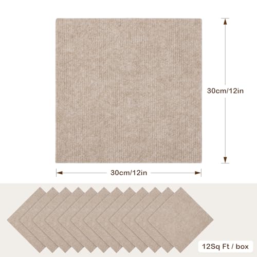 12 Pack Dark Grey Self Adhesive Carpet Floor Tiles P6427