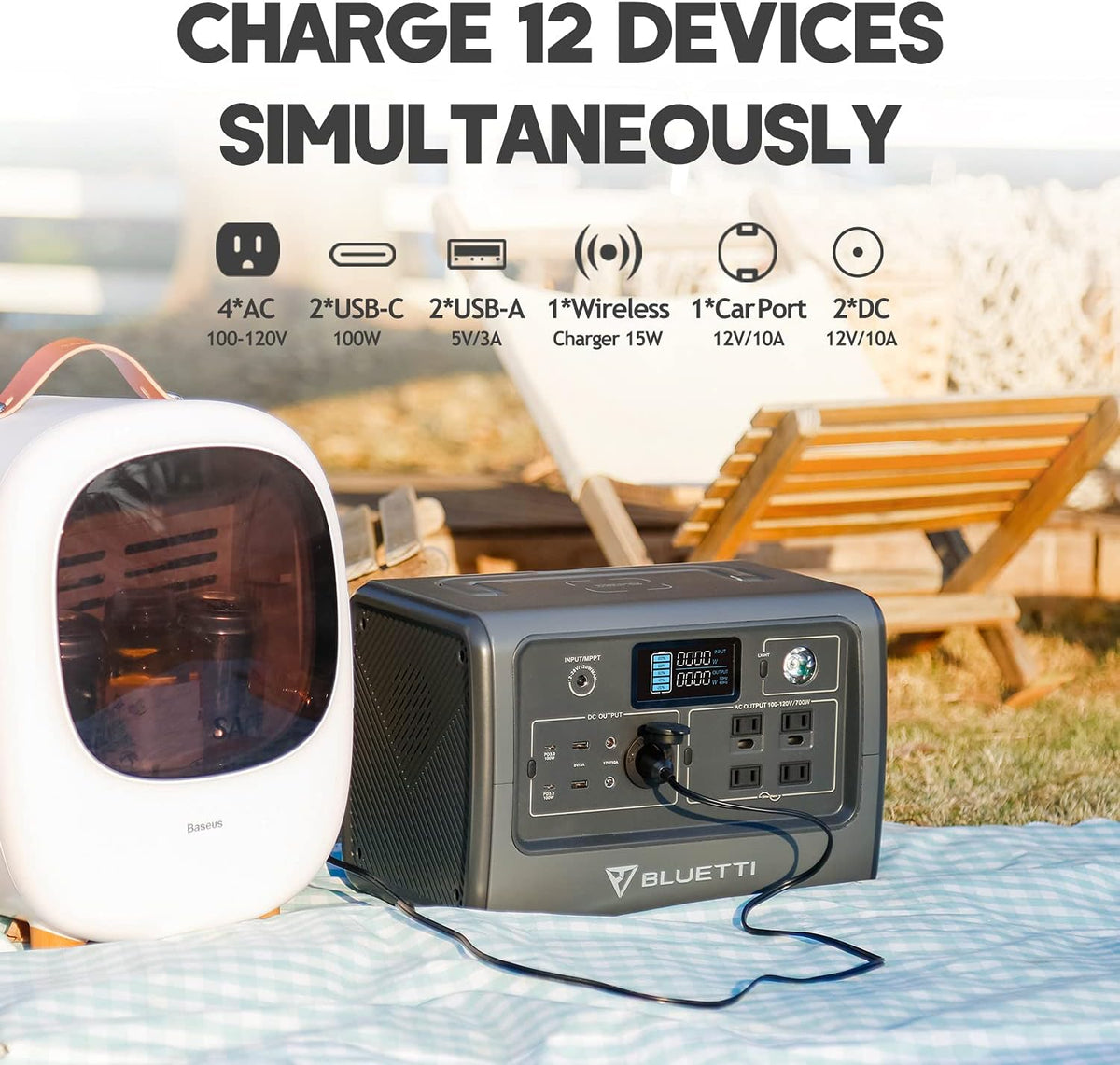 Portable Power Station with 200W Foldable Solar Panel, 716Wh LiFePO4 Battery M37150