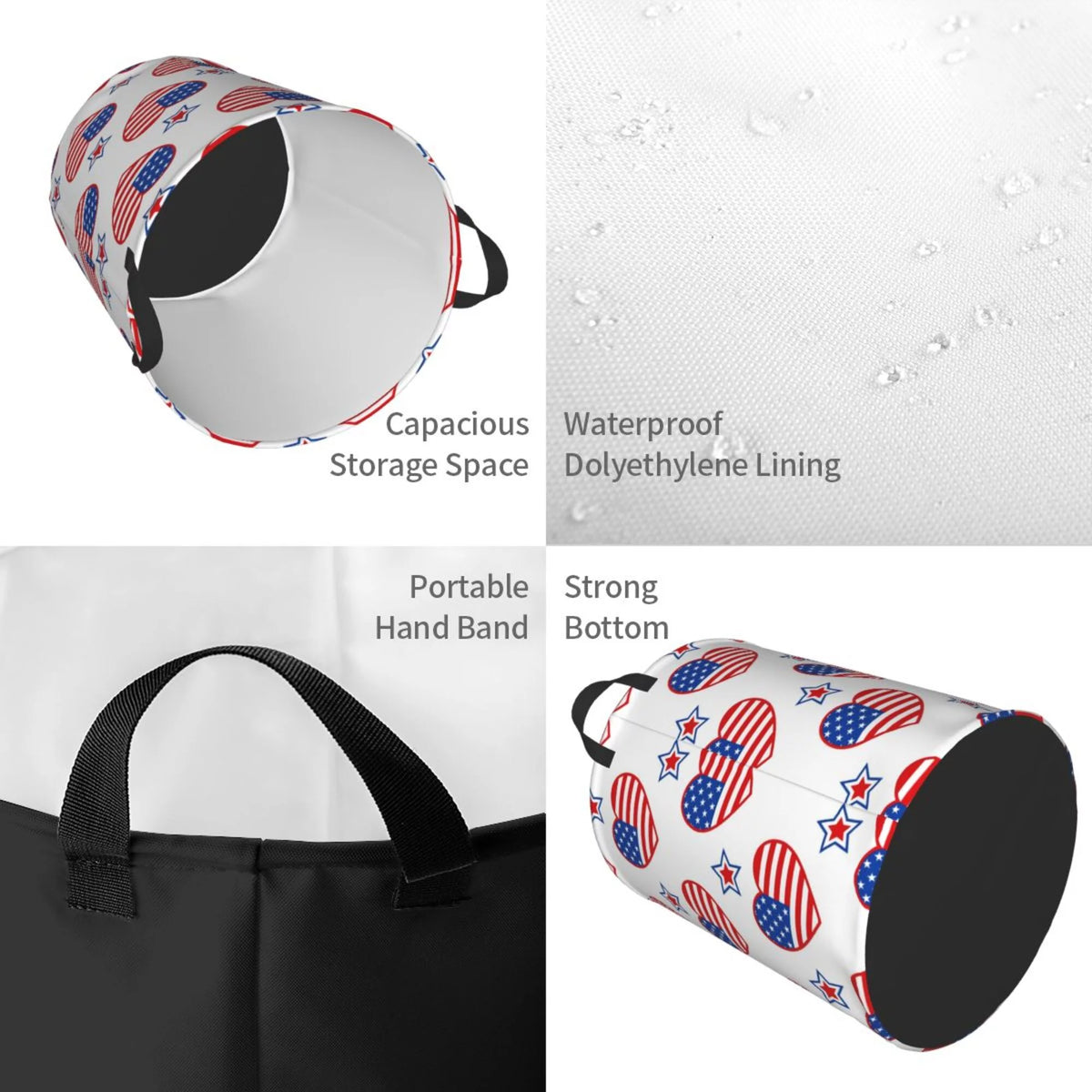 Round Waterproof Collapsible Laundry Basket J517432