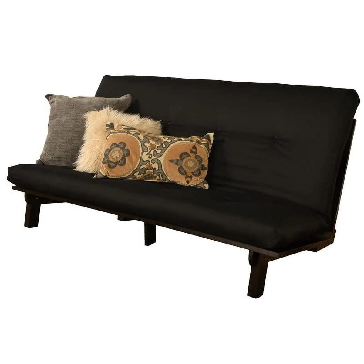 Wood Futon with Black Mattress B54867