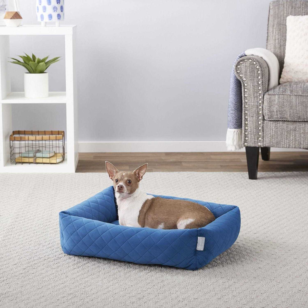 Velvet Rectangular Bolster Cat Dog Bed R8225