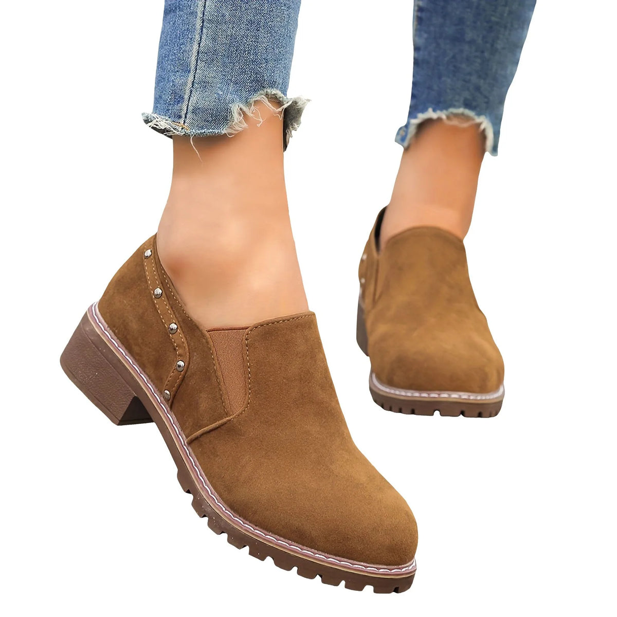 Brown Thick Heel Short Boots W1793