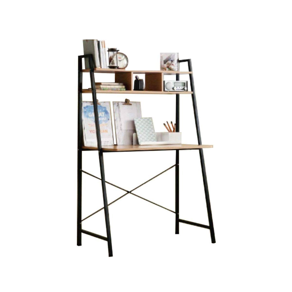 Black Steel Frame Desk with Bookcase F353