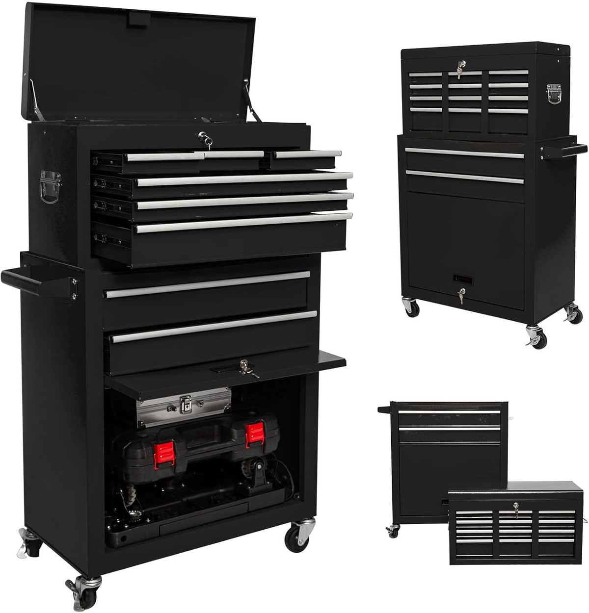 8 Drawer Rolling Tool Chest with Lock and 4 Wheels S608405