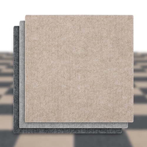 12 Pack Dark Grey Self Adhesive Carpet Floor Tiles P6427