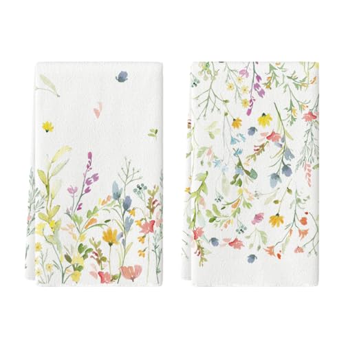 Set of 2 18x26 Inch Floral Christmas Kitchen Towels D304