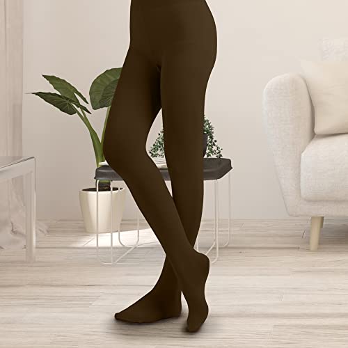 Women's Solid Colored Opaque Microfiber Footed Tights I723558