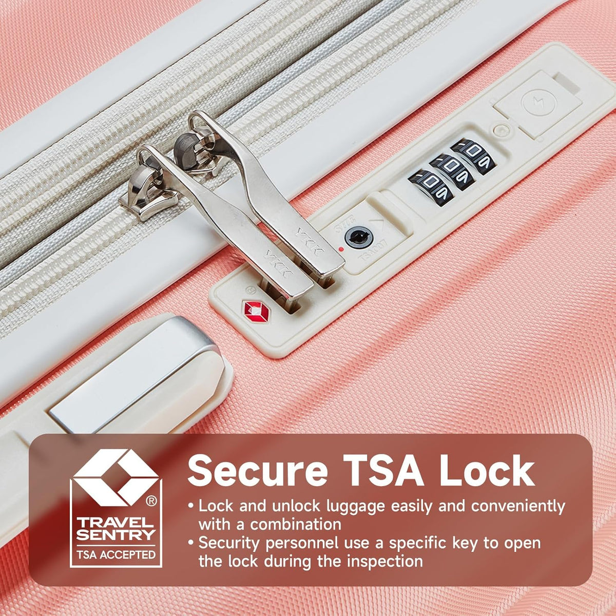 4 Piece Hardside Expandable Luggage Set with Spinner Wheels TSA Lock, Pink Beige L384