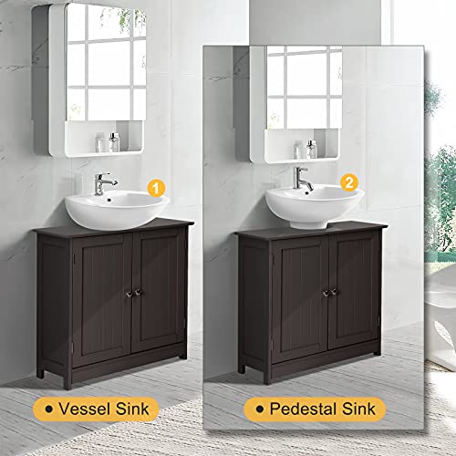Pedestal Under Sink Storage Bathroom Vanity with 2 Doors Bathroom Cabinet 23 5/8" x 11 7/16" x 23 5/8" (Espresso) B190886