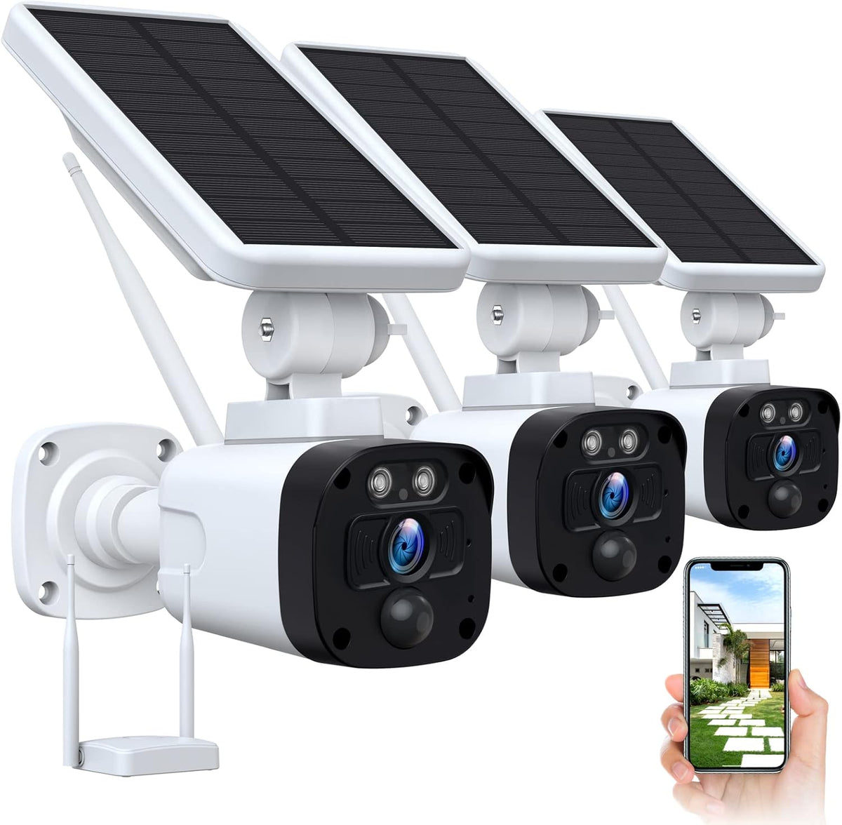 2K Solar Wireless Security Camera System with 3 WiFi Cameras F88830