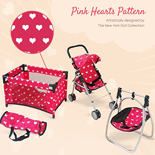 Pink Baby Doll Stroller with Crib Furniture Playset E194