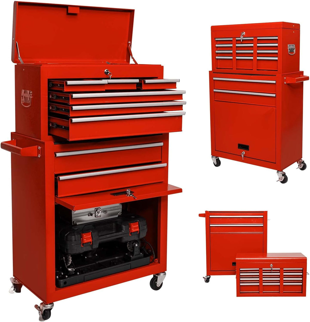 8 Drawer Rolling Tool Chest with Lock and 4 Wheels S608405