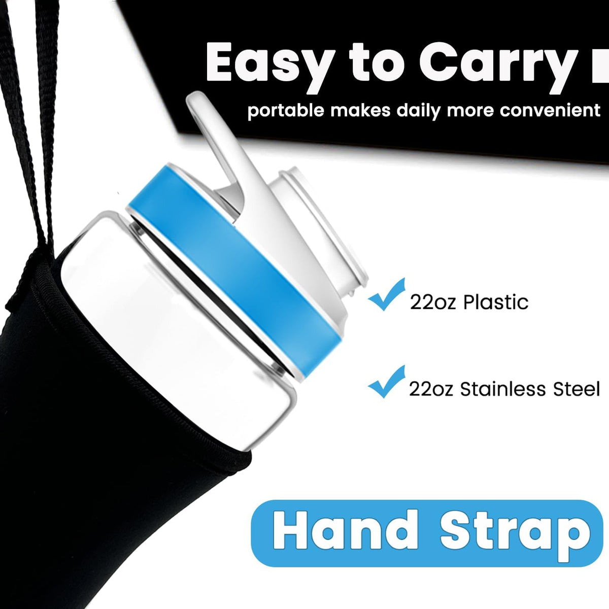 2Pcs Neoprene Sleeve for 22oz Plastic & Stainless Steel Water Bottles S9162
