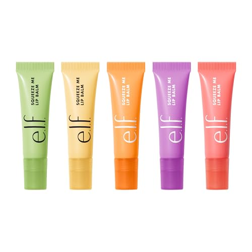 Squeeze Me Lip Balm Set, Includes Strawberry, Vanilla Frosting, Peach, Grape & Honeydew, Moisturizing Lip Balm P247