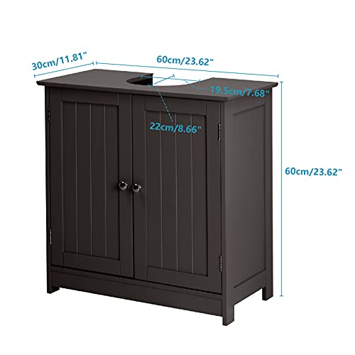 Pedestal Under Sink Storage Bathroom Vanity with 2 Doors Bathroom Cabinet 23 5/8" x 11 7/16" x 23 5/8" (Espresso) B190886