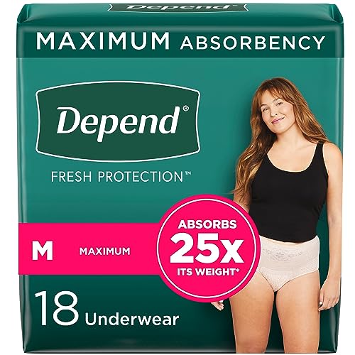 Medium Disposable Incontinence Underwear for Women, Blush, 18 Count J3753