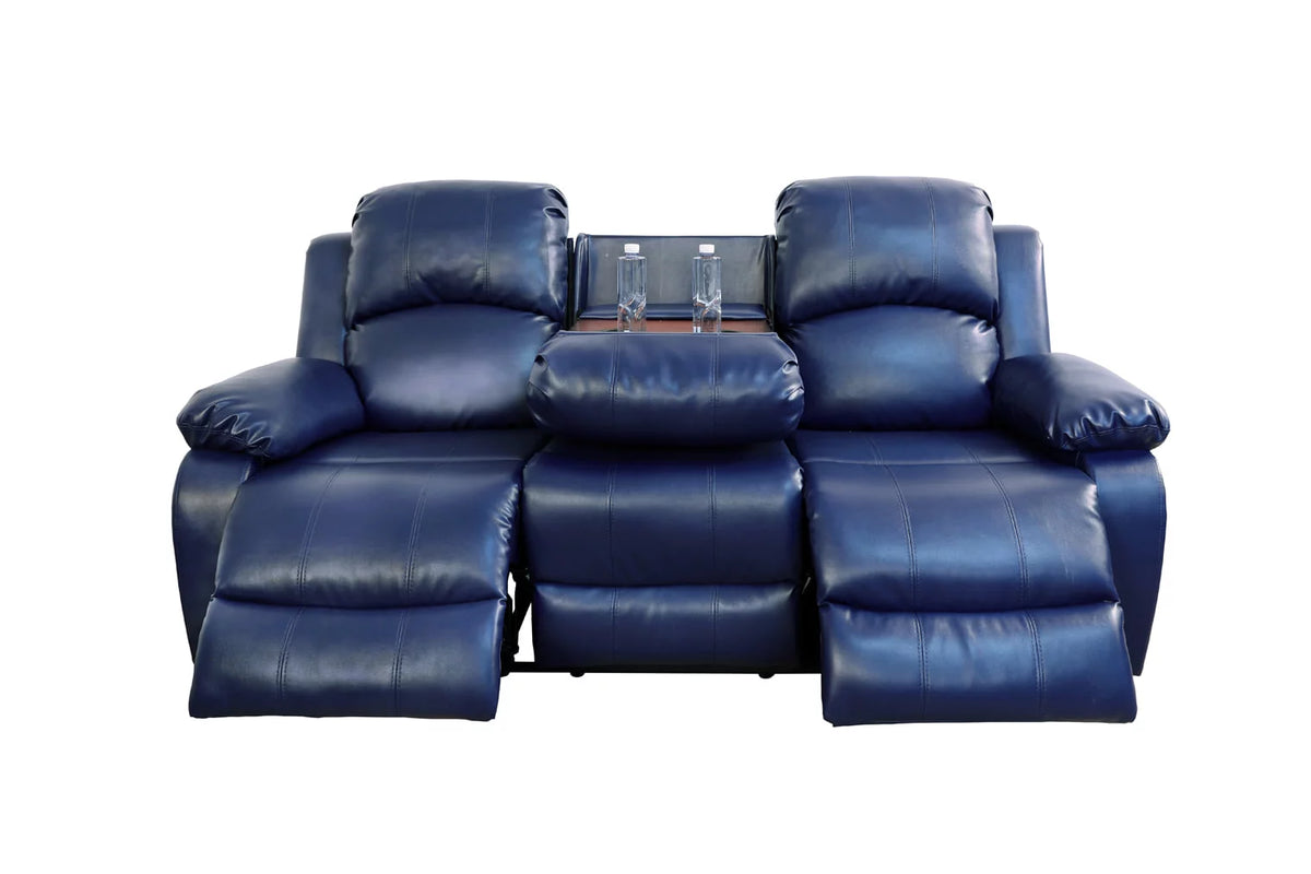 2 PCS Blue Bonded Leather Sofa & Loveseat Set F470874