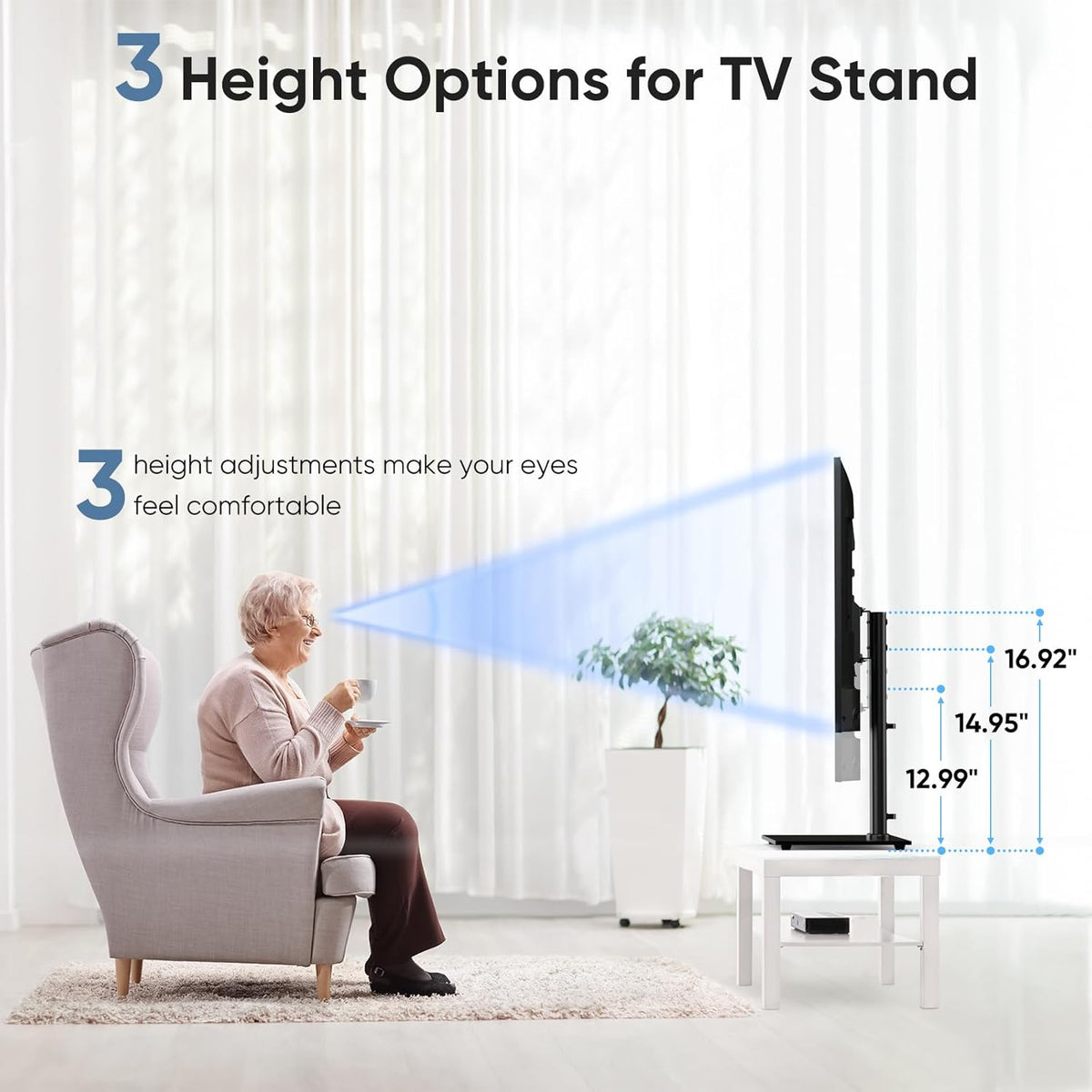 Height Adjustable Swivel TV Stand with Tempered Glass Base, Max VESA 400x400mm W2373