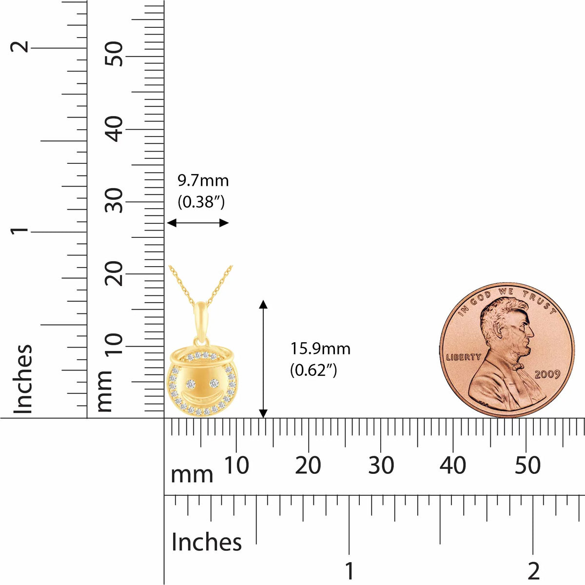 925 Sterling Silver Yellow Gold Face Pendant Necklace D2679