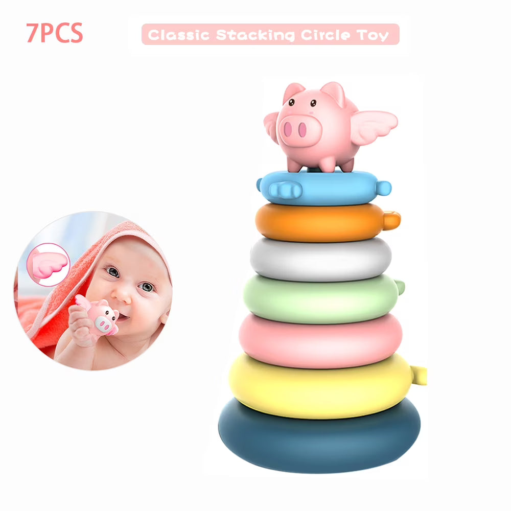 7 Rings Baby Stacking & Nesting Toys Sensory Educational Montessori Baby Blocks I301086
