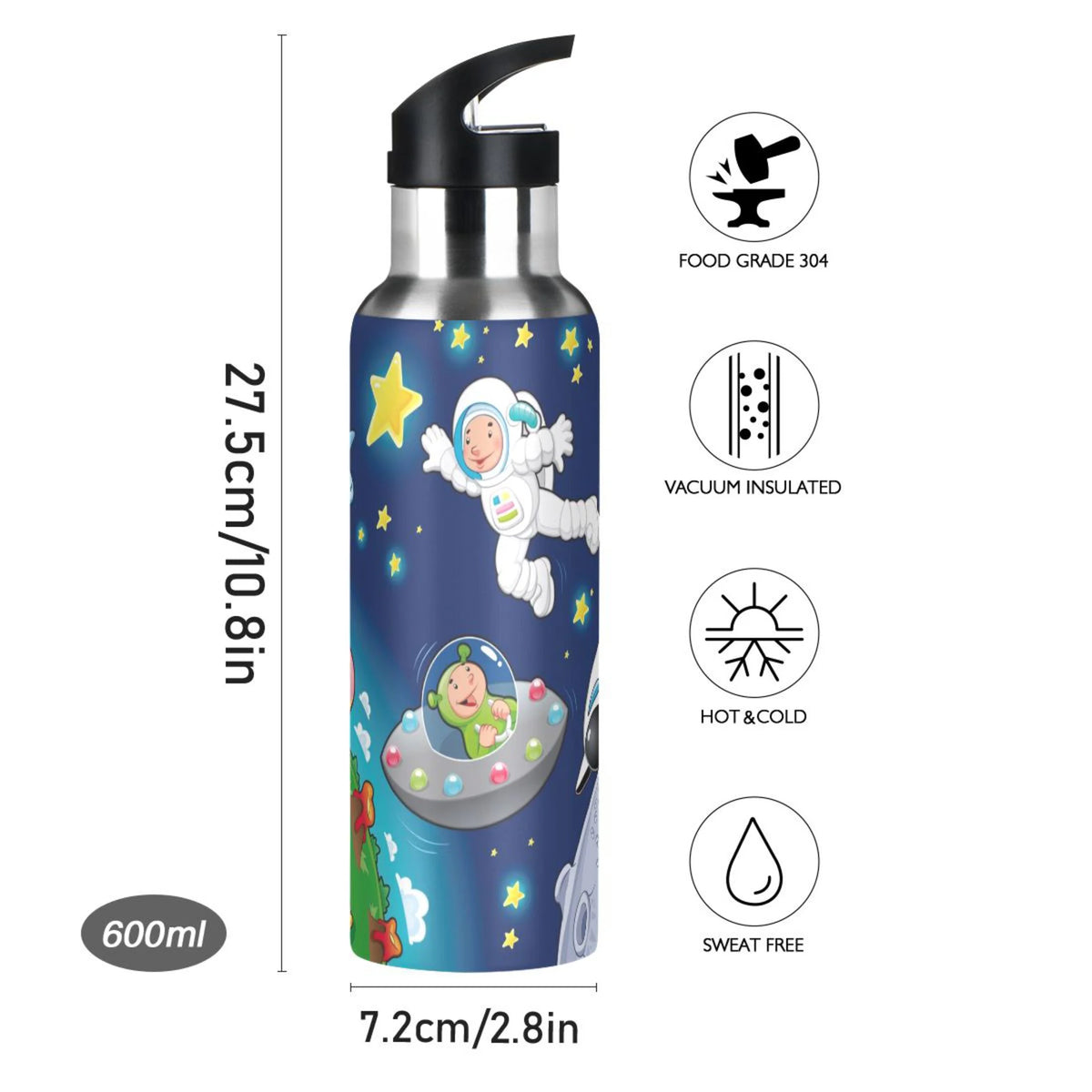 Stainless Steel Vacuum Insulated Water Bottle with Straw Lid 20 OZ N887