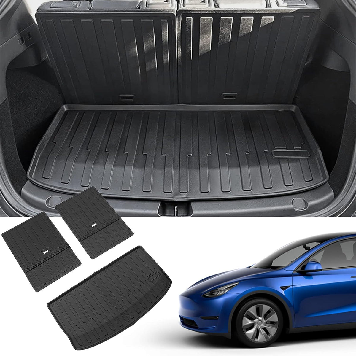 Tesla Model Y 2020 2021 2022 Trunk Mats Cargo Liners All Weather Three Trunk Mats Backrest Mats J30933