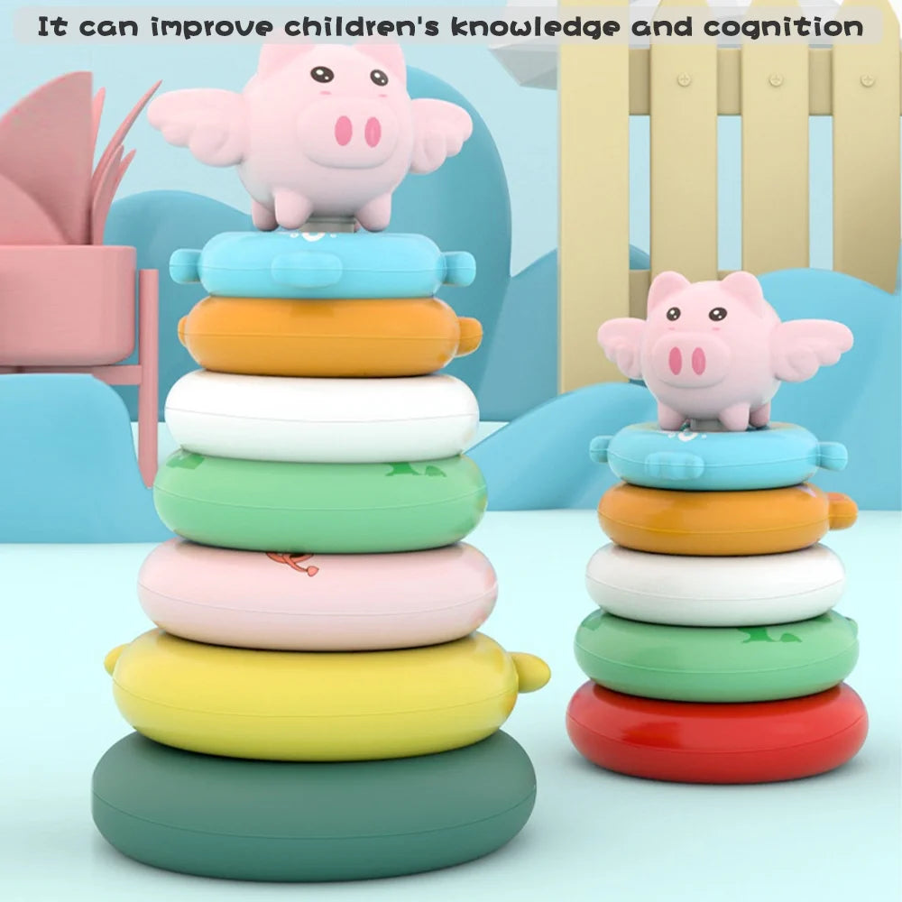 7 Rings Baby Stacking & Nesting Toys Sensory Educational Montessori Baby Blocks I301086