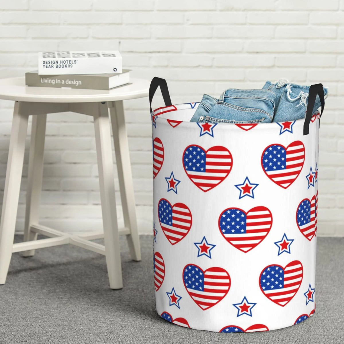 Round Waterproof Collapsible Laundry Basket J517432