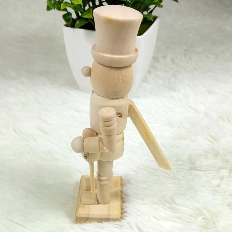 White Embryo Walnut Nutcracker Doll DIY Wood Craft Art Z821241