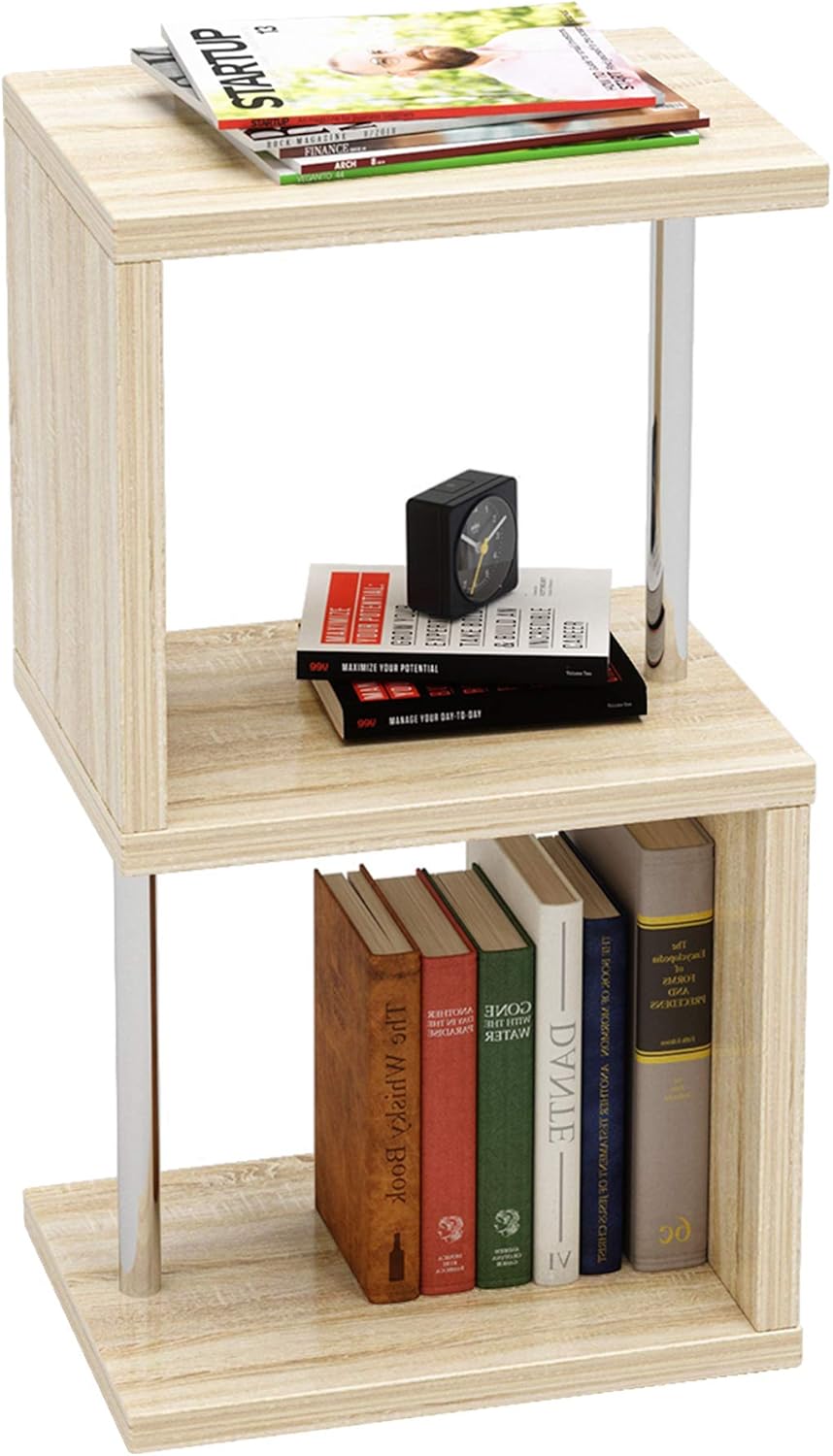 4-Tier Geometric Bookcase with Metal Frame J34106