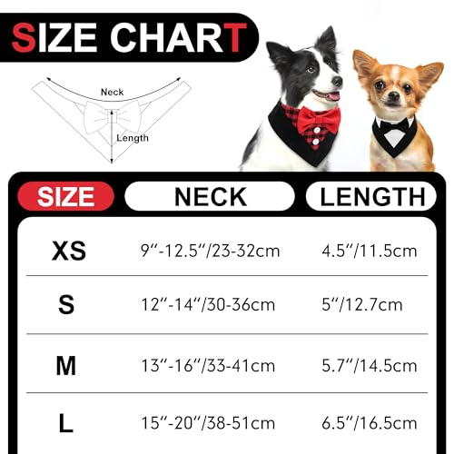 2 Pack Adjustable Red Plaid Dog Bandana with Bow Tie Z3714
