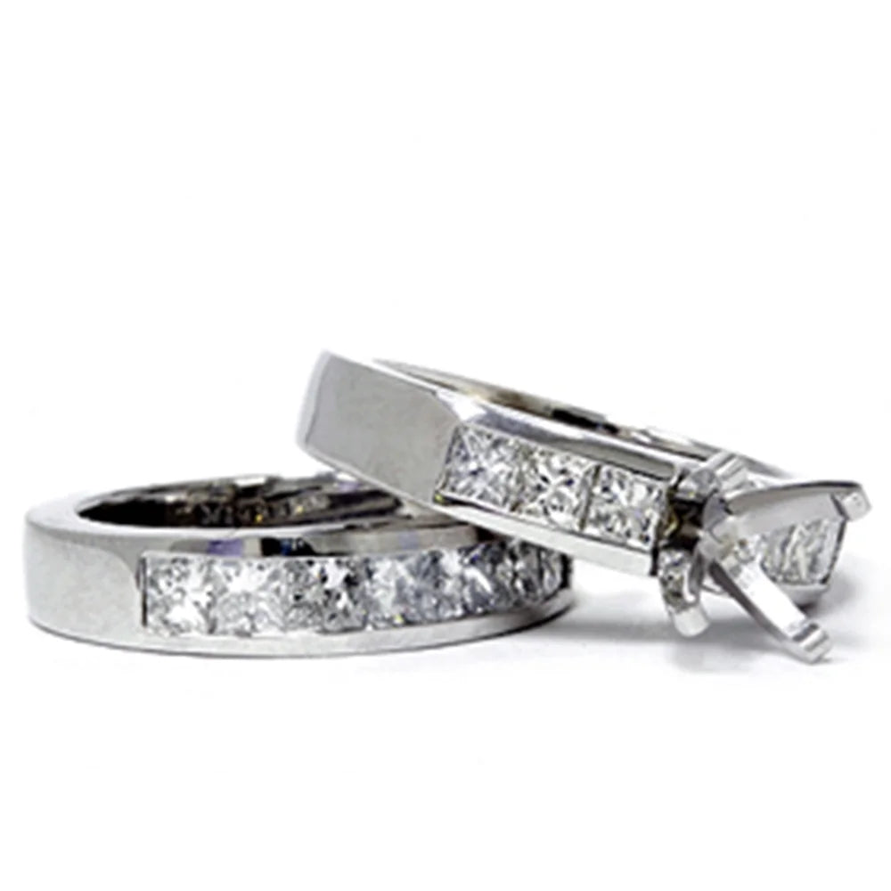 14K Princess Cut Diamond Engagement Ring Setting F943