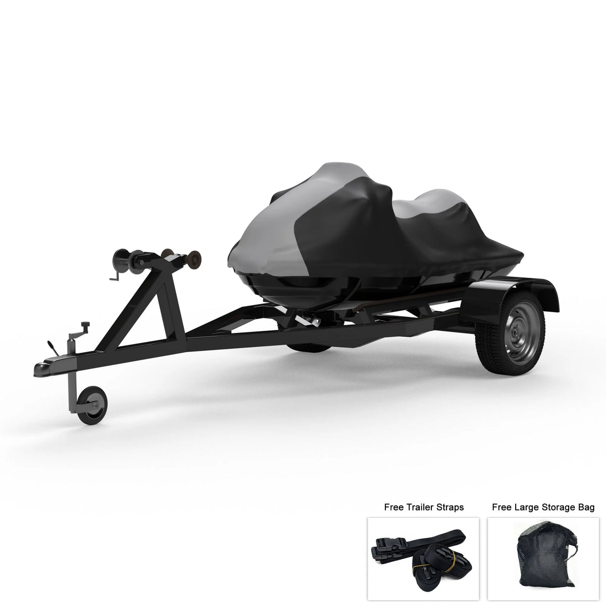 Gray Trailerable Jet Ski Cover with Trailer Straps and Storage Bag H92897