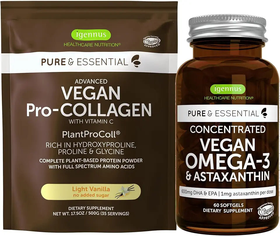 Vegan Vanilla Collagen Protein Powder & Vegan Omega-3 Bundle X93029