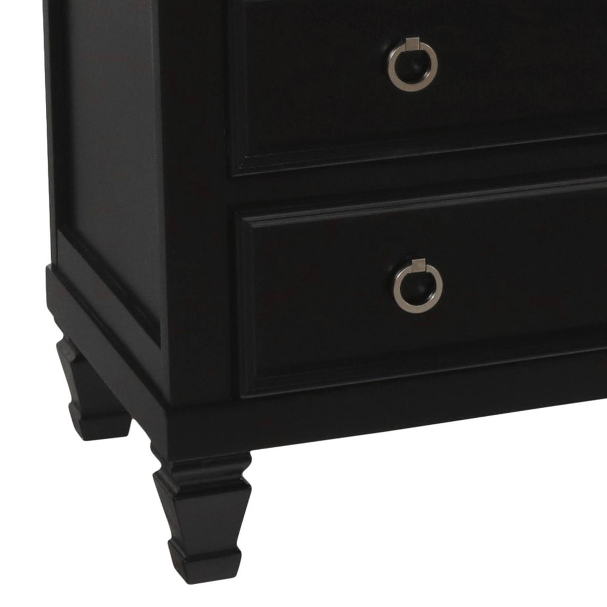 3 Drawer Wood Media Chest with Open Compartment Black E39954
