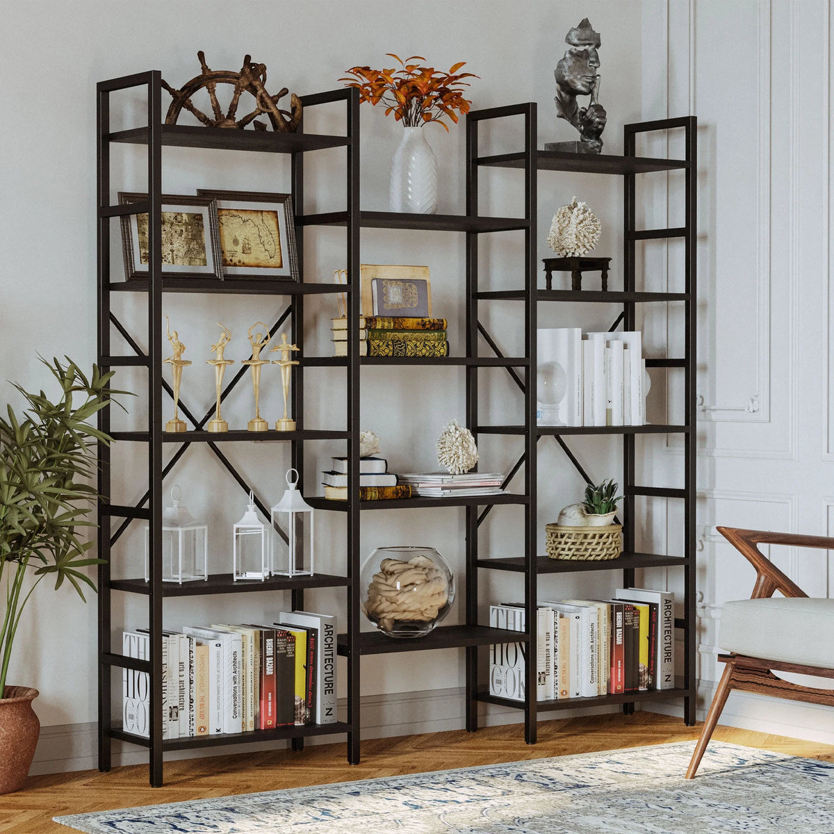 5 Tiers Wood and Metal Bookcase G85219