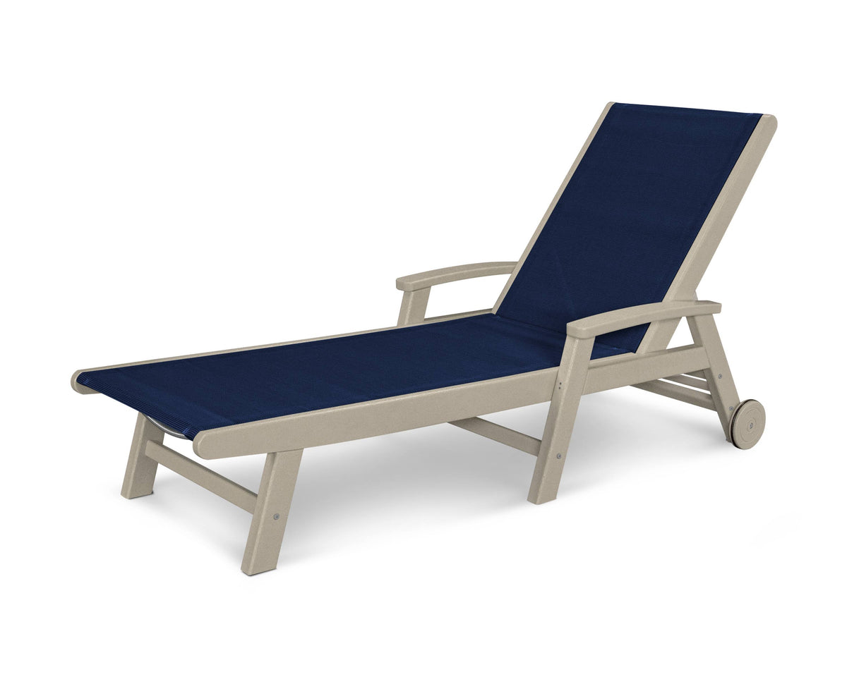 Navy Blue Sling Wheel Chaise G1428