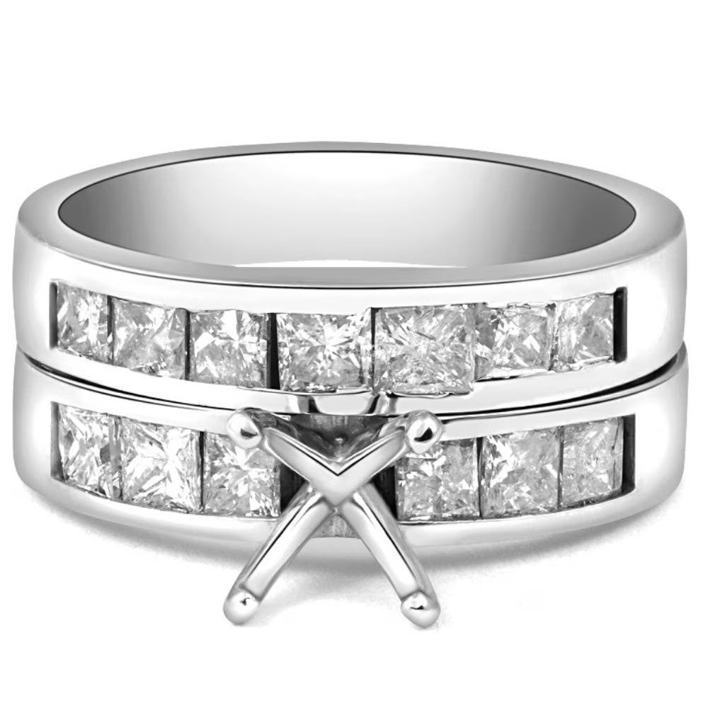 14K Princess Cut Diamond Engagement Ring Setting F943