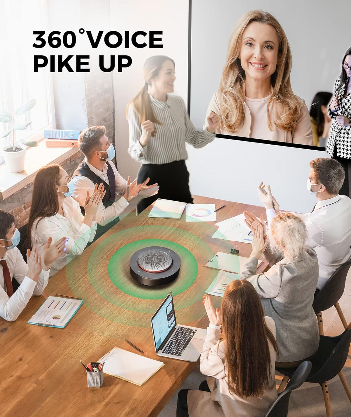 USB Conference Speakerphone with 4 Noise-canceling Mics H638
