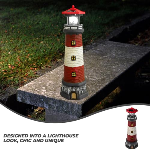 Solar Powered Rotating Lighthouse Statue D933206