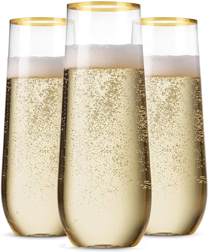 48 Pack 9 Oz Stemless Plastic Champagne Flutes D831